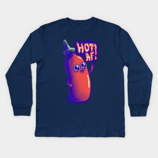 Cute Sriracha Sauce - Hot AF Kids Long Sleeve T-Shirt